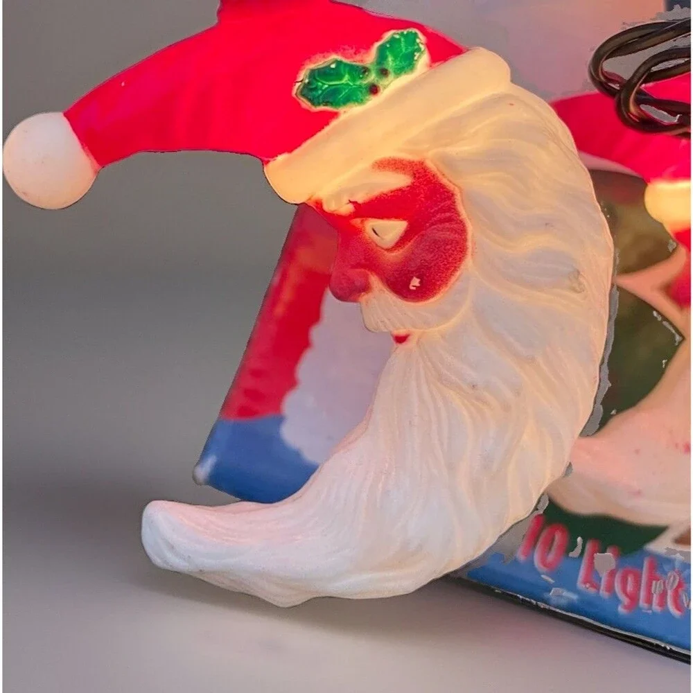 Kurt Adler 10-Light Santa Moon Face Crescent Christmas Light Set Blowmold